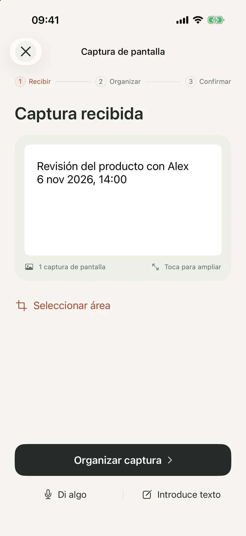Pantalla de captura de NocGO con una imagen recibida antes de enviarla